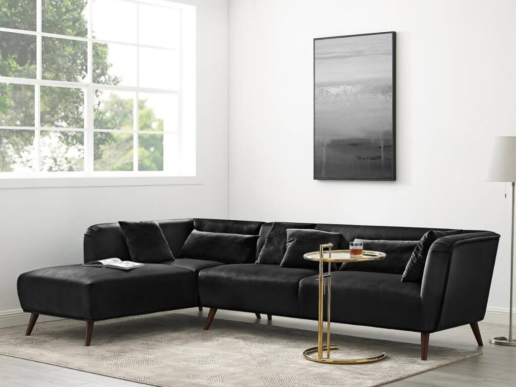 Chaiselong sofa, 4 personers sofa, chaiselong, dansk, danmark, grå chaiselong sofa, grå, fløjls sofa, fløjl, dansk forhandler, webshop