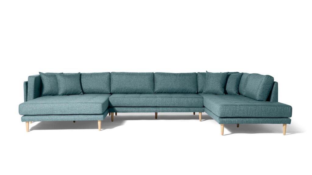 Cali u-sofa i pastelblå