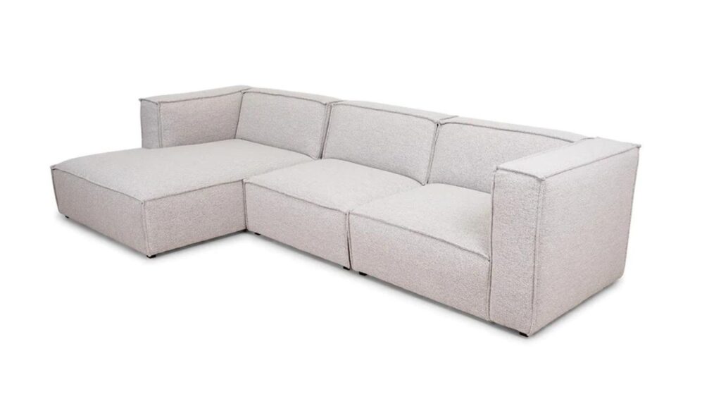 Milano beige XL chaiselong sofa skråt fra siden