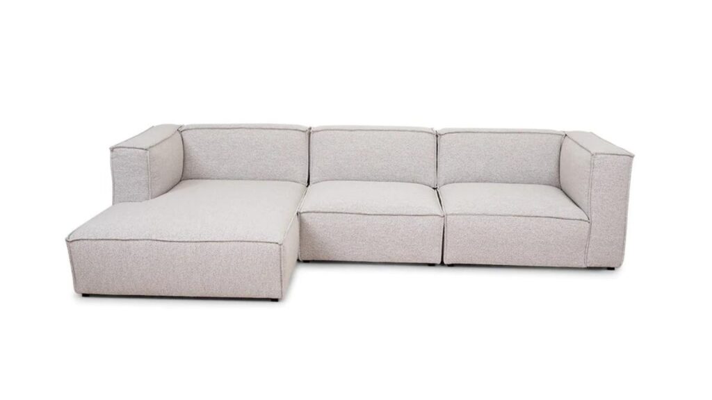 Milano beige XL chaiselong sofa skråt ovenfra