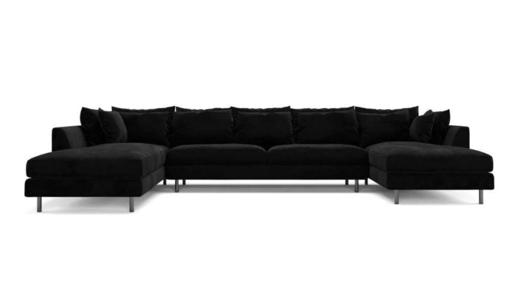 Ofelia velour U-sofa i sort